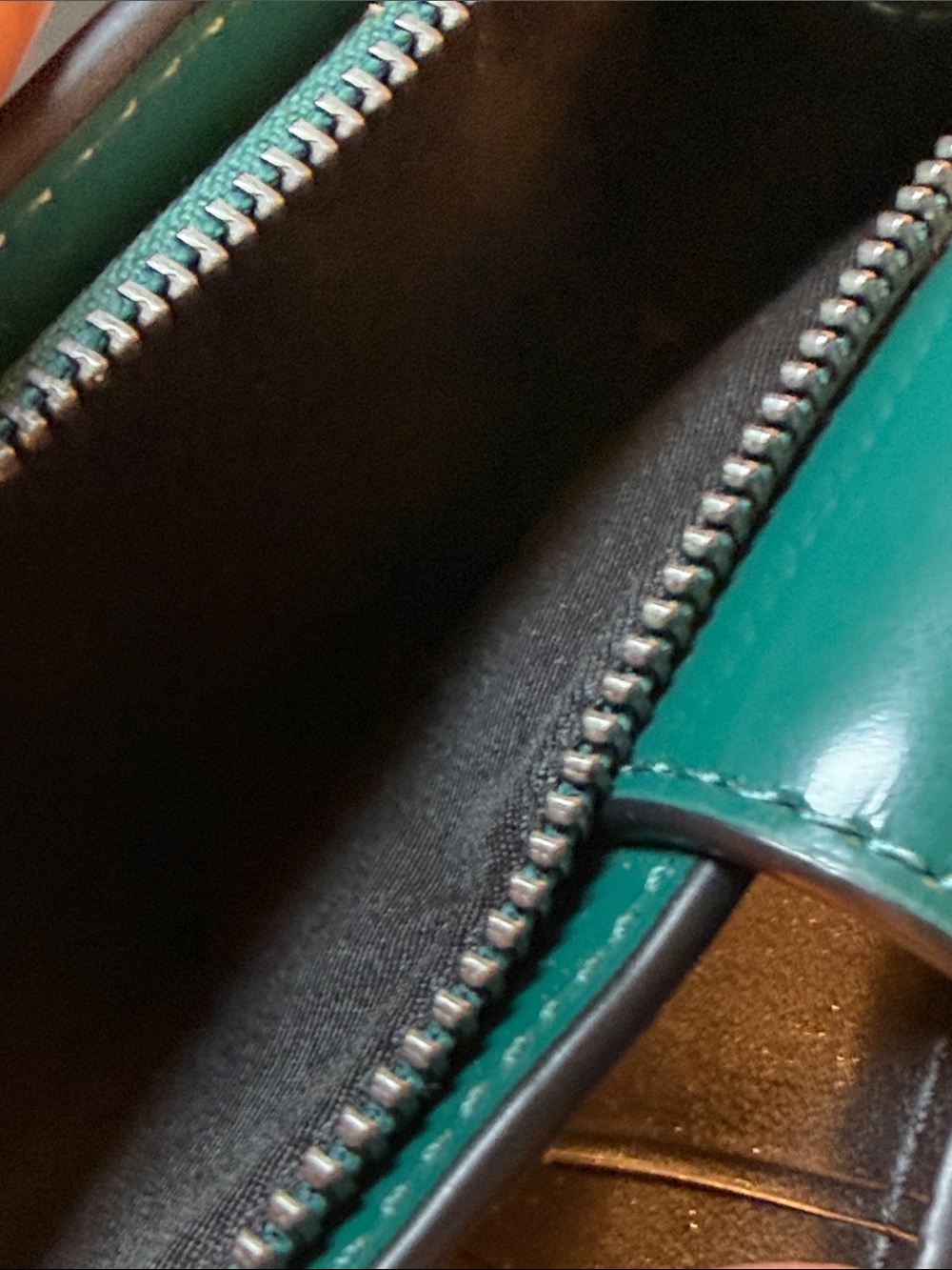 COACH Teal Corner Zip Compact Leather Snap Wallet - Picture 7 of 12